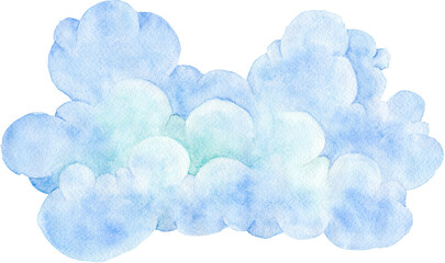 Hand-Painted Blue Watercolor Cloud Element