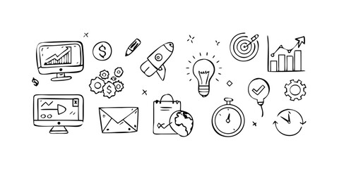 Office icons for business and technology computer