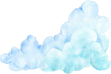 Hand-Painted Blue Watercolor Cloud Element