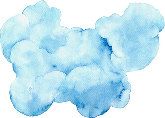 Hand-Painted Blue Watercolor Cloud Element