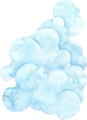 Hand-Painted Blue Watercolor Cloud Element