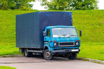 Old Russian truck industry dump truck delivery in Minsk Belarus.