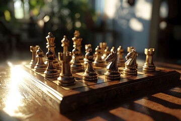 Ornate Handcrafted Wooden Chess Set with Intricate Detailing