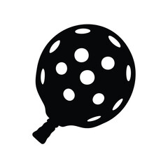 Silhouette of a perforated pickleball paddle used for athletic competition, pickleball ball silhouette vector illustration