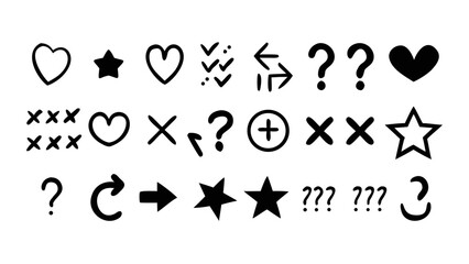 Playful Hand Drawn Symbols and Icons heart star