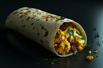 Delicious Breakfast Burrito Filled with Scrambled Eggs