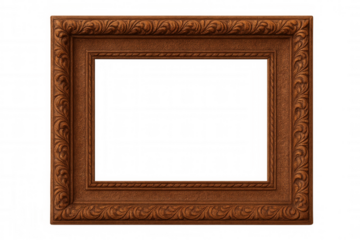 Classic wooden frame with ornate floral design, featuring a transparent center for easy image placement