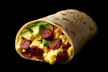 Delicious Breakfast Burrito Filled with Scrambled Eggs
