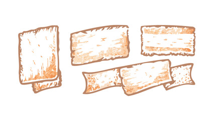 Retro hand drawn shapes with grainy texture vector
