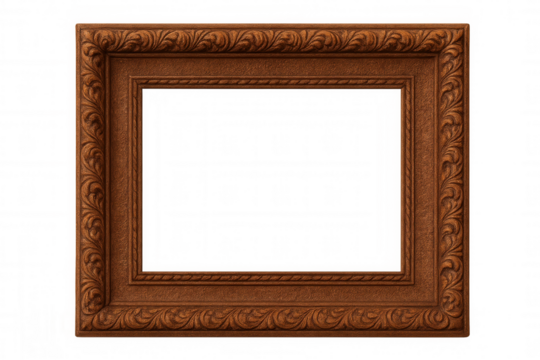 Classic wooden frame with ornate floral design, featuring a transparent center for easy image placement