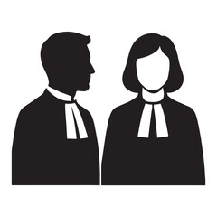Male and Female Lawyer silhouette vector set
