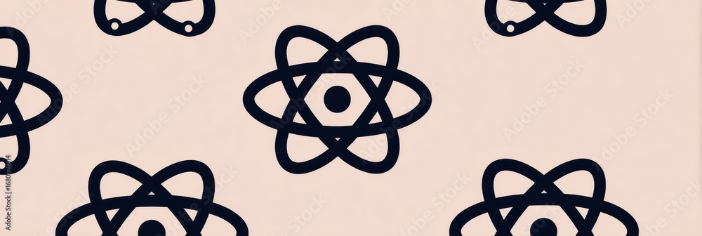 Poster abstract pattern featuring atomic symbols on a light background, suitable for scientific themes and 