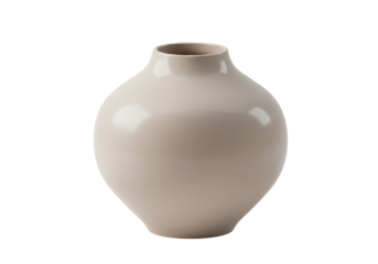 Isolated ceramic vase in neutral colors, design element, home decor, clay pot for minimalist interiors