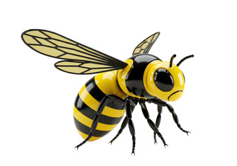 Isolated Angry Bee Insect Cartoon Character, Dangerous Garden Flying Pest and Animal Design