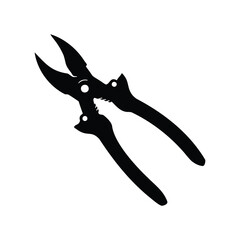 Silhouette of garden pruners, a tool for horticulture and landscape maintenance, pruning shears silhouette vector illustration