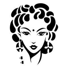 Indian Woman Portrait Abstract Illustration