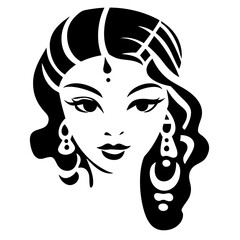Indian Woman Portrait Abstract Illustration