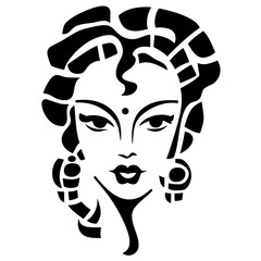 Indian Woman Portrait Abstract Illustration