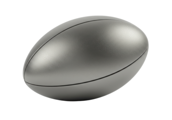Isolated Rugby Ball with Silver Color and Leather Texture; Sports Equipment and Recreation