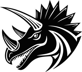 Ankylosaurus Dinosaur Animal Vector Logo in Black and White, Minimalist Style, Ideal for Wildlife Branding, Nature Illustration, and Distinct Animal Identity
