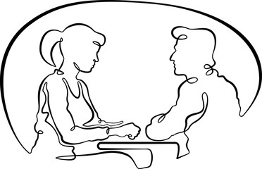 Continuous one line drawing couple in love. Woman and man.Line art.One continuous line isolated illustration.Not AI.