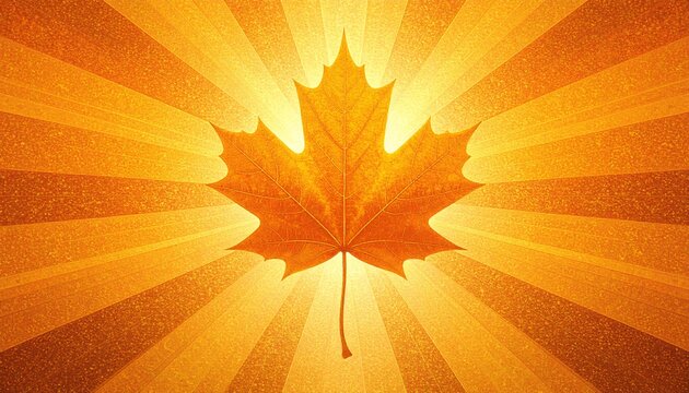 Radiant Autumn Leaf with Sunburst Background