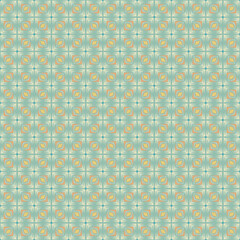 A seamless geometric pattern in soft pastel green, orange, and blue tones. Perfect for wallpapers, textiles, packaging, and stylish decorative backgrounds.