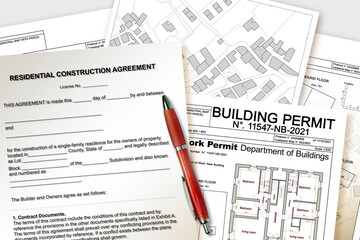 RESIDENTIAL CONSTRUCTION AGREEMENT FORM WITH LEGAL TEXT - Concept with building permit of...