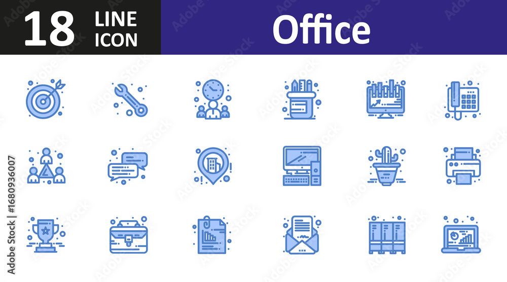 Poster a set of vector icons for web design and business concepts including money, a calendar, and a comput