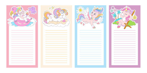 To do list printable pages with unicorns vector illustration