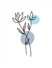 Obraz premium Minimal floral line art with pastel abstract shapes in minimalis color. Ideal for wall prints, bohemian branding, eco-friendly packaging, and modern stationery