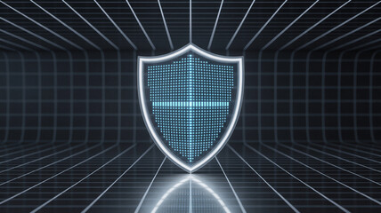Cyber security shield digital protection data privacy network security technology futuristic abstract design