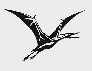 Pteranodon Animal Dinosaur Vector Logo in Black and White, Clean and Minimalist Design, Ideal for Wildlife Branding, Nature Illustration, and Unique Animal Identity
