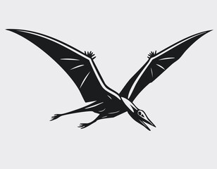 Pteranodon Dinosaur Animal Vector Logo in Black and White, Minimalist and Simple Design, Perfect for Wildlife Branding, Nature Illustration, and Unique Animal Identity
