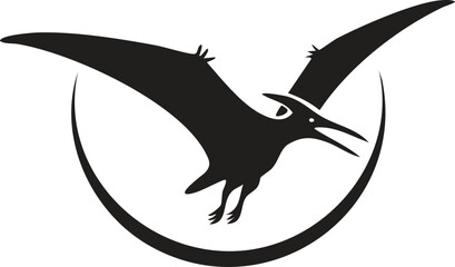 Pteranodon Dinosaur Animal Vector Logo in Black and White, Minimalist and Simple Design, Perfect for Wildlife Branding, Nature Illustration, and Unique Animal Identity

