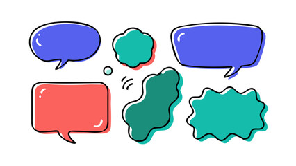 Blue coral and purple speech bubbles talk bubble conversation