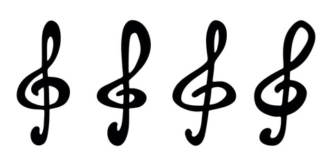 Fototapeta premium Set of treble clef doodle. Hand drawn musical symbol. Single element for print, web, design, decor, logo