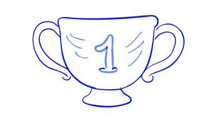 Blue trophy with number one award winner