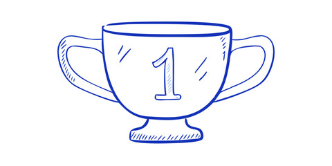 Blue trophy with number one award winner