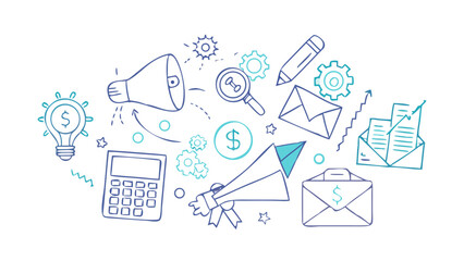 Business concept doodle elements finance marketing