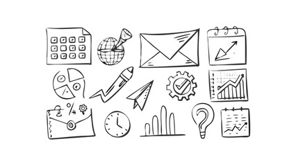 Business Icons Doodle sketch calendar