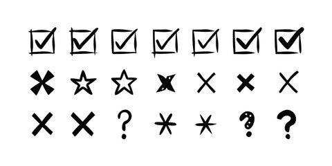 Checkmark and Cross Symbols x mark question mark