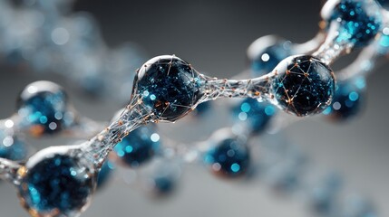 Interconnected spheres forming a digital network or scientific model visualization