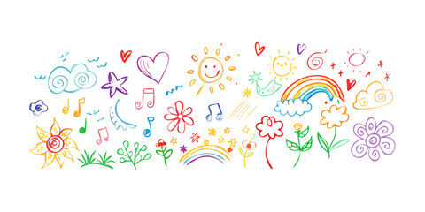 Cheerful multicolor doodles drawing colorful