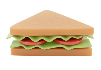 Isolated cartoon sandwich with tomatoes and lettuce for healthy lunch on the go or picnic