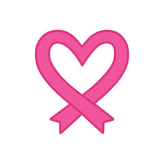 Pink Ribbon Heart Vector, Breast Cancer Awareness Symbol