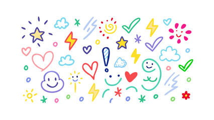 Colorful doodle elements abstract shapes