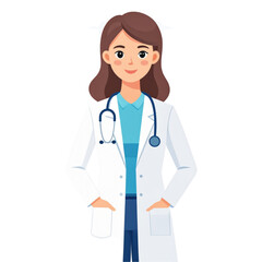 Fototapeta premium Female Doctor with Stethoscope in White Coat Illustration