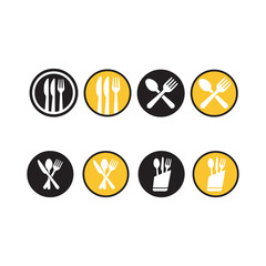 Cutlery and Utensil Icon Set for Restaurant and Dining Signs Vector