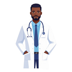 Fototapeta premium Male Doctor with Stethoscope in White Coat Illustration